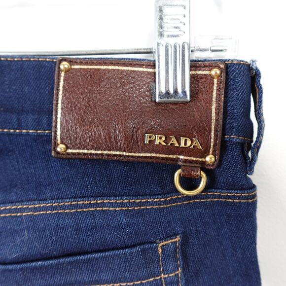 Vintage Y2K Prada Low Rise Regular Fit Straight Bootcut Blue Jeans - Picture 4 of 12